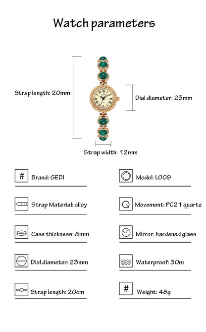 Women Bracelet Watch Ancient Luxury Premium Cat Eye Stone Colorful chain Watches Waterproof Ladies Fashion Quartz Wristwatch