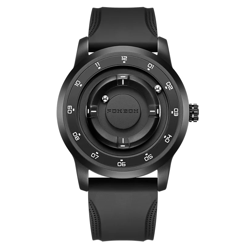 FOXBOX Watch Planet Design Fashion Floating Magnetic Pointer Free Ball Bearing Creative Simple Waterproof Quartz Watch for Men
