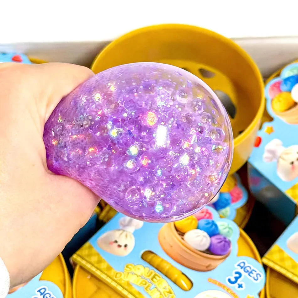 Dumpling Pressure Dumpling Squishies Cute Colorful Bun Toy Slow Rising Stress Relief Fidget Toy for Kids Adults Anti-Anxiety Gif