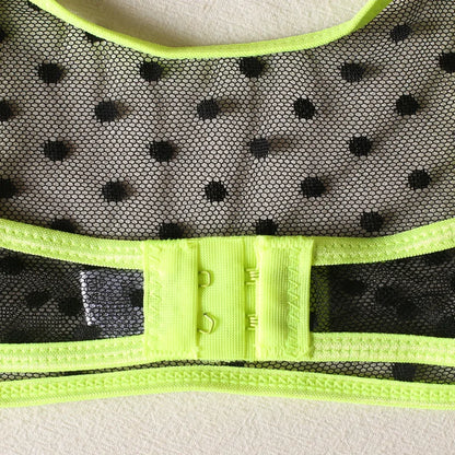 2026 Lingerie Set Polka Dot Sexy Women Underwear See Through Bra and Panty Set Intimate fluorescent Green 2 Piece Sexy Outfits