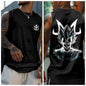 Dragon Ball Z Vegeta Black Sleeveless Shirt for Men Cotton Anime Print Tank Top with Horn Design Blue Power Effect Street Style