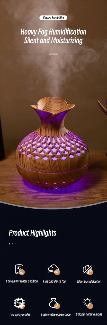 Wood Grain Humidifier 300ml USB Aroma Diffuser Atomizer USB Household Humidifier Hydrating Instrument Desktop Humidifier