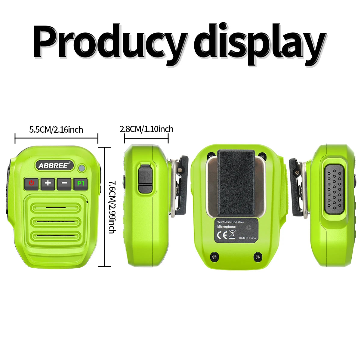 ABBREE Wireless Mic Bluetooth PTT Handsfree Speaker Microphone for Baofeng UV-5R UV-21 BF-888S Quansheng UV-K5(8) UV-5R Plus