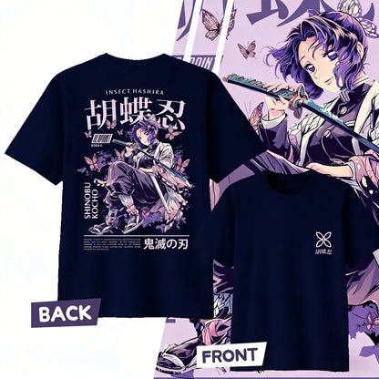 Demon Slayer Kochou Shinobu Pure Cotton T-shirt for 2026 Summer Kids/Men's/Women's Fashion Casual Cosplay Short Sleeved T-shirt