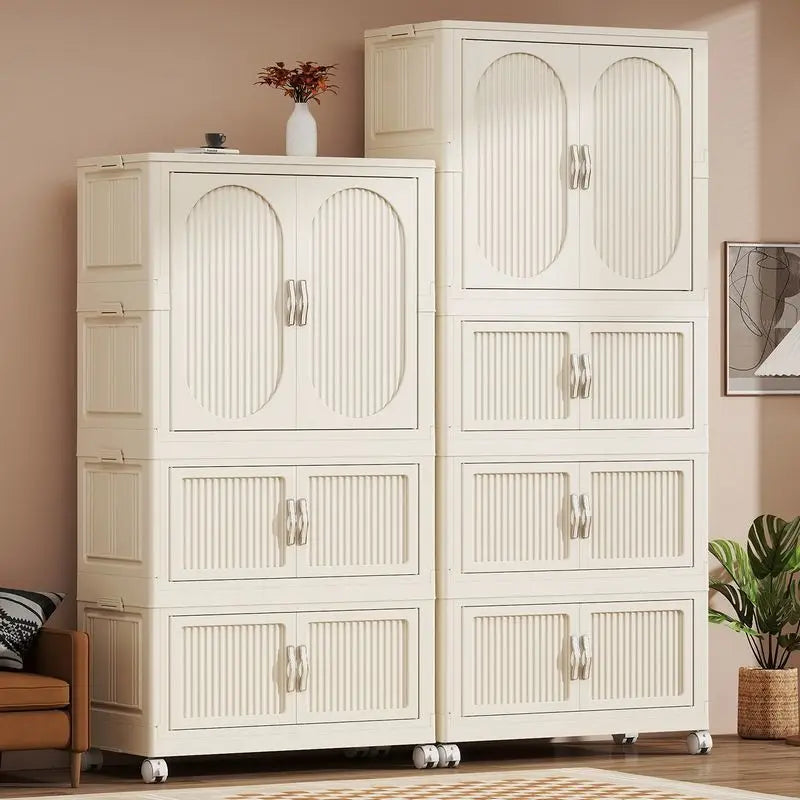 Foldable Baby Closet Plastic Infant Wardrobe Children's Clothing Storage Cabinet for Home Bedroom No Installation Needed