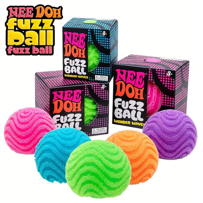 2026 New Model NeeDoh Fuzz Ball Wonder Waves Sensory Squeeze Toy Textured Stress Relief Fidget Ball for Adults Kids Toy