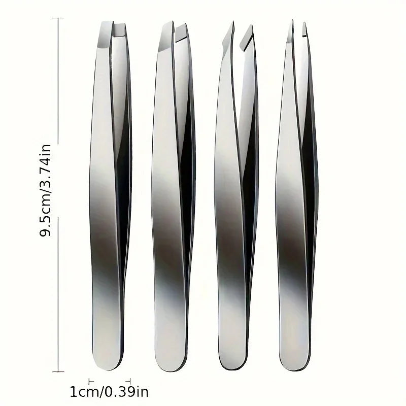 1/4 Pcs Professional Beauty Tool Eyebrow Tweezers Set Stainless Steel Eyebrow Forceps Set For Facial Hair Inward Growing women