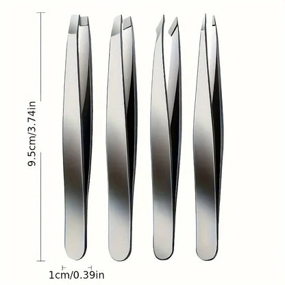 1/4 Pcs Professional Beauty Tool Eyebrow Tweezers Set Stainless Steel Eyebrow Forceps Set For Facial Hair Inward Growing women