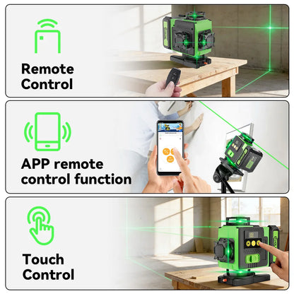 HGLINE 16 Lines Laser Level APP Remote Control Horizontal Vertical Levels Machine Power Display Laser Leveling With 100cm Tripod