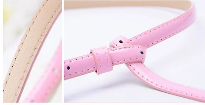 Children Candy Color Belts 1.2cm Super-thin PU Waistbands Simple Solid Color Casual Belts Girl Apparel Accessories