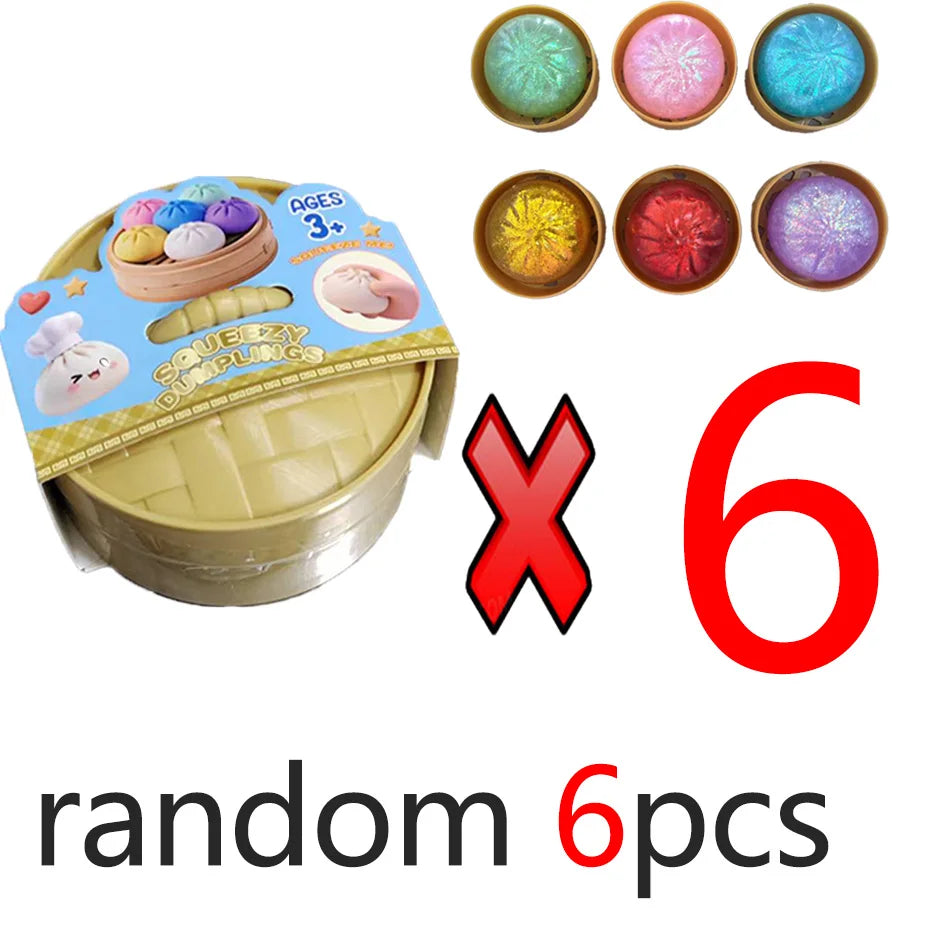 Glitter dumpling squishies Glitter Dumpling Squishy with Box Dumplings Sensory Dumpling Pressure Toy for Stress Relief