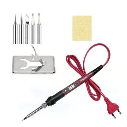 80W Soldering iron kit adjustable temperature LCD solder welding tools Ceramic heater soldering tips Tweezers soldering wire