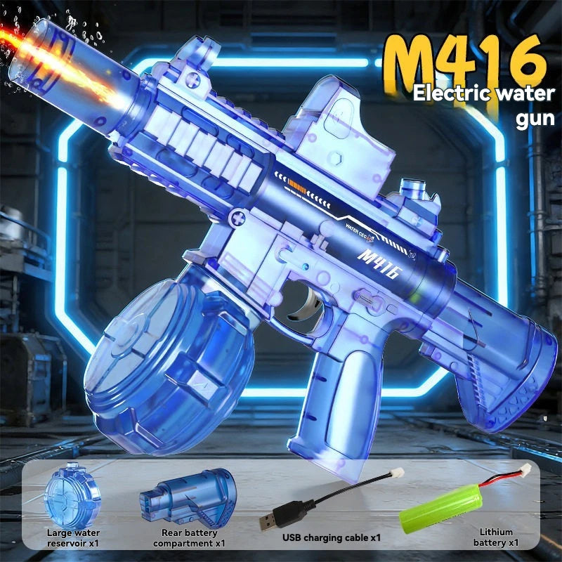 2026 new firelight M416 electric water gun children's toy water spray continuous strong range long-range water fight toy