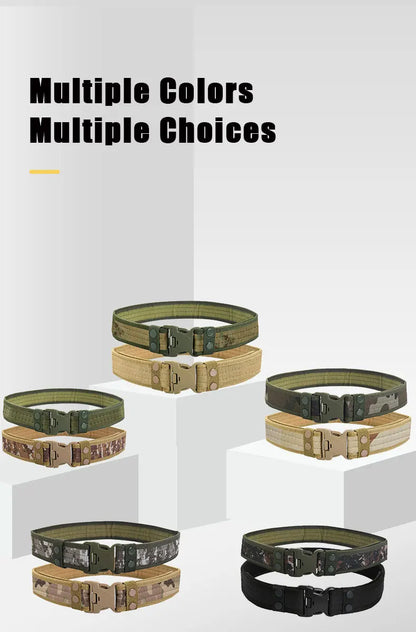 New Style Men's Quick-Release Tactical Belt - Outdoor Camouflage Nylon Wide Waist Belt for Mountaineering, Hiking, Work, Fishing