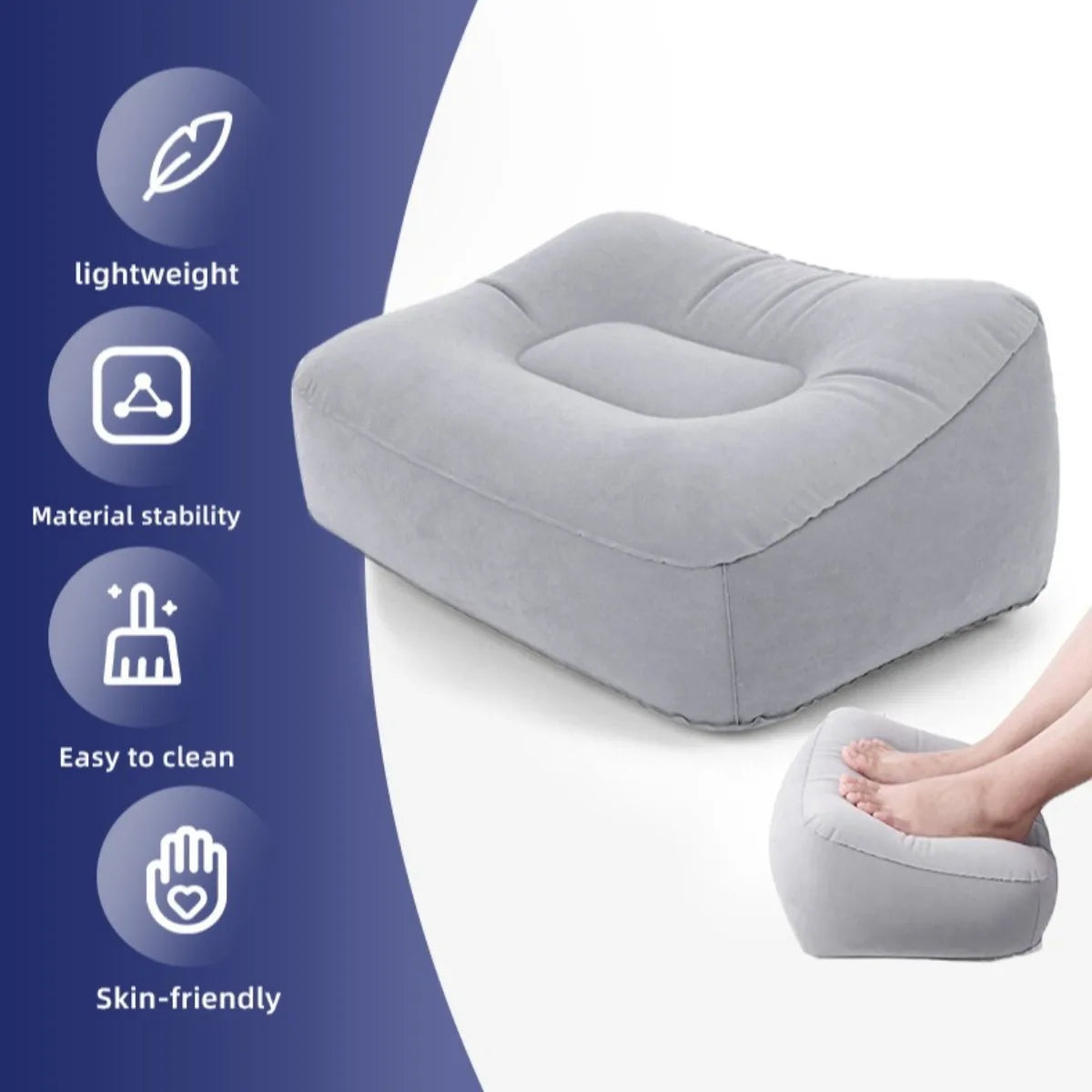 Inflatable Foot Rest Pillow Portable Air Cushion for Travel Office Home Under Desk Leg Support Comfort Relaxing PVC 1PC