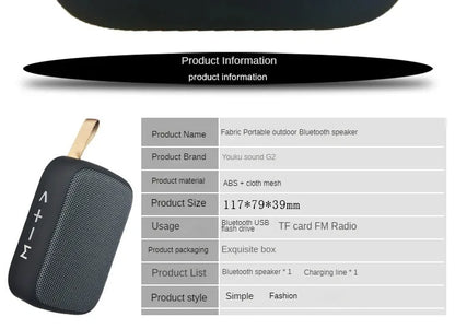 Fabric Speaker Bluetooth Wireless Connection Portable Outdoor Sports Audio Stereo Support Tf Card Mobile Phone Universal