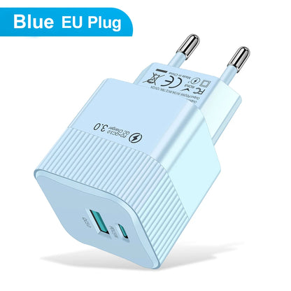 2 Ports PD 25W USB C Fast Charger KR EU  Mini Travel Plug Phone Fast Charging Adapter for iPhone 15 Pro Max Oneplus