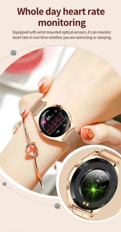 LIGE Luxury Smart Watch For Woman 1.27" Bluetooth Call Custom Dial Women's Bracelet Sports Health Monitor Smartwatch Ladies Gift