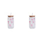 1/2/4/6Pcs Glass Cups with Bowknot Print, with Lid and Straw, Exquisite and High-End Bowknot Glass Cups, Suitable for Home Decoration, Daily Household Drinking Cups, Outdoor Picnic Cups, Party Cups, Breakfast Milk Cups, Gift-