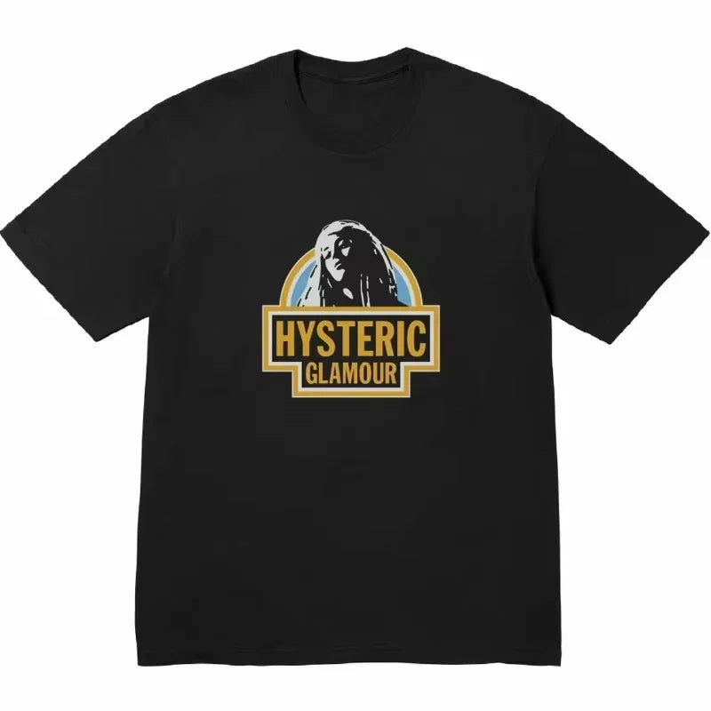 2026 Hysteric Glamour Women's T-shirt American Retro Tee Street Culture Tide Men Tshirt NicheTrend Short Sleeve Women's Clothing
