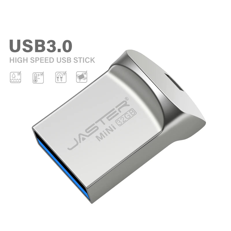 Super Mini USB 3.0 Flash Drive 64GB Creative Business Gift Pen Drive 32GB Black Memory Stick Free Key Chain Pendrive Silver U
