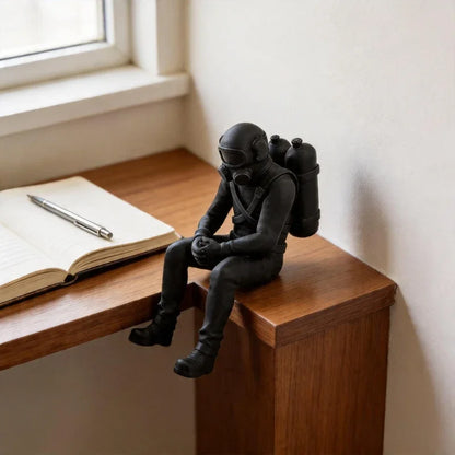 Nautical Deep Sea Diver Figurine Seated Scuba 3D Printed Diver Home Desk Statue Handicraft Ornament Ocean Theme Home Decor Gifts