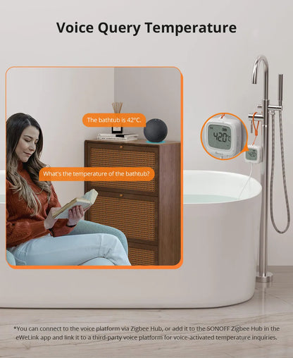 SONOFF SNZB-02LD Zigbee3.0 LCD Smart Thermometer with Probe IP65 Waterproof for Fridge Pool Fish tank Wine Cellar via ZBBridge-P