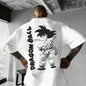 2026 Summer Dragon Ball Oversized T-shirt High Quality 100% Cotton Kid Goku with Power Pole Line Art Print UnisexCasual Y2K