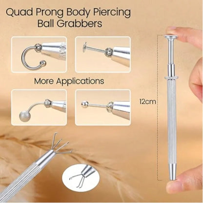 Stainless Steel Flat Back Earrings Applicator Tool Threadless Insertion Pin Thread Body Piercing Kit For Ear Nose Lip