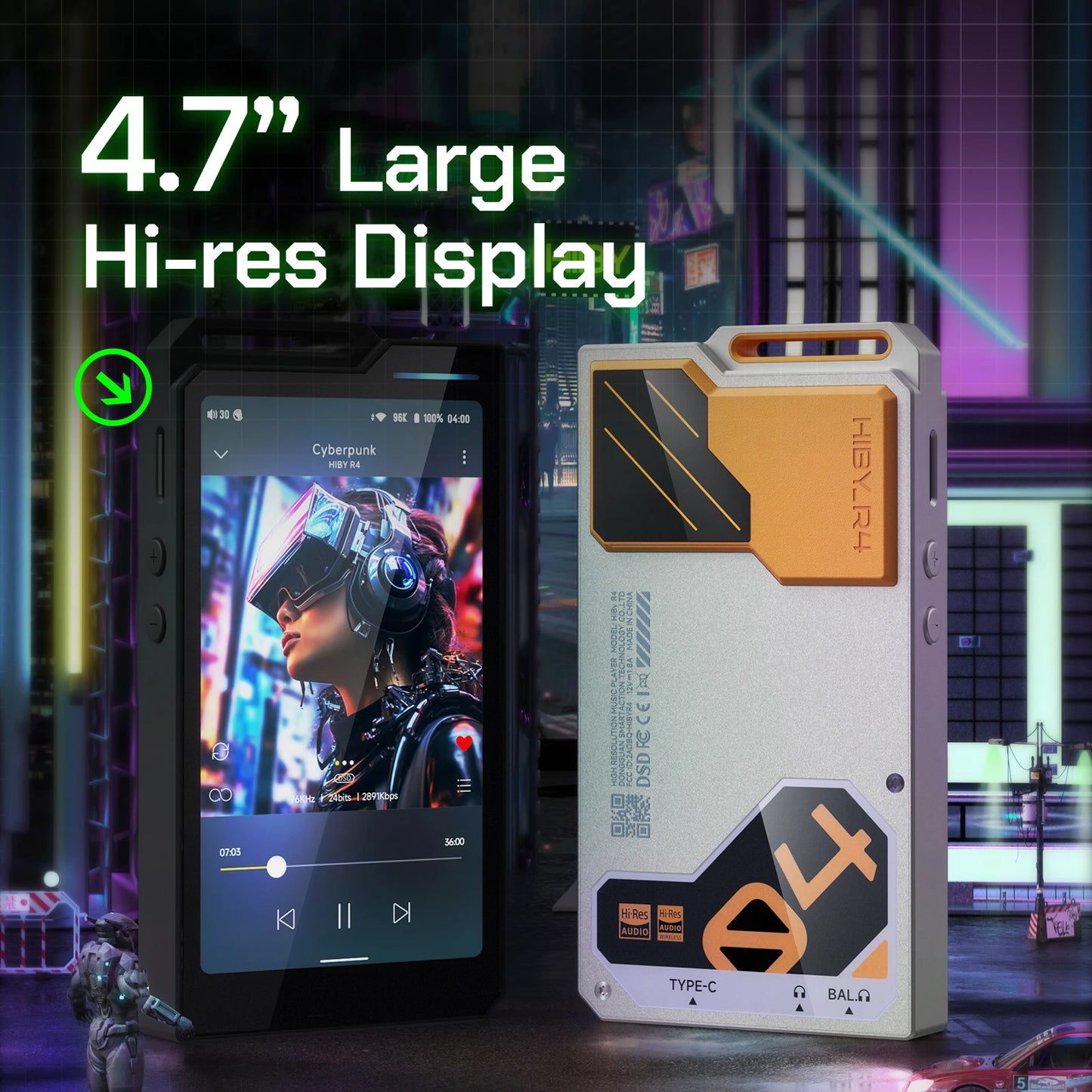 HiBy R4 Android 12 HiFi Music Player Bluetooth WiFi DSD256 MQA 16x USB DAC Headphone AMP 11hr 4.7'' ES9018Q2M*4 Snapdragon 665