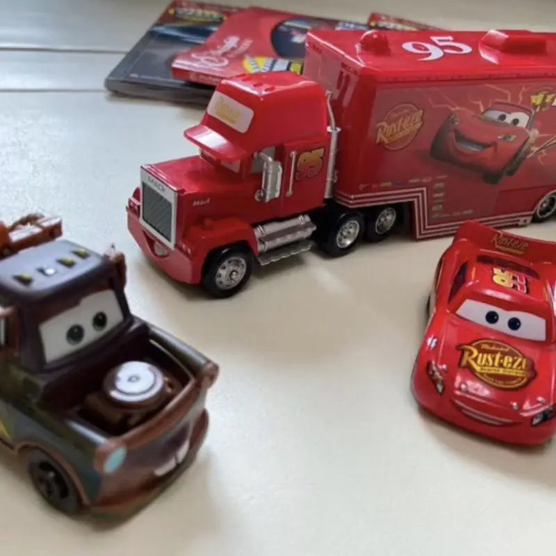 Disney Pixar Cars Lightning McQueen Storm Jackson Mack Container Truck 1/55 Ratio Die Casting Alloy Car Model Toys Truck Gifts