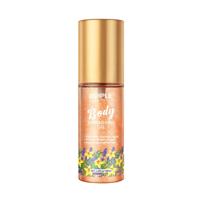 GOIPLE Body Shimmering Oil Long Lasting Moisturizing Gold Bronze Contour Brightener Non-sticky Liquid Body Glitter Care Products