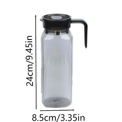 1.1L Large Capacity Ribbed Pitcher With Lid And Handle Transparent Water Jug Drink Storage Pot For Home And Office Use