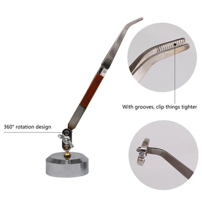 Yasumai CrossLock Tweezers with 360 Degree Rotating Base Soldering Auxiliary Clamp DIY Jewelry Making Tools