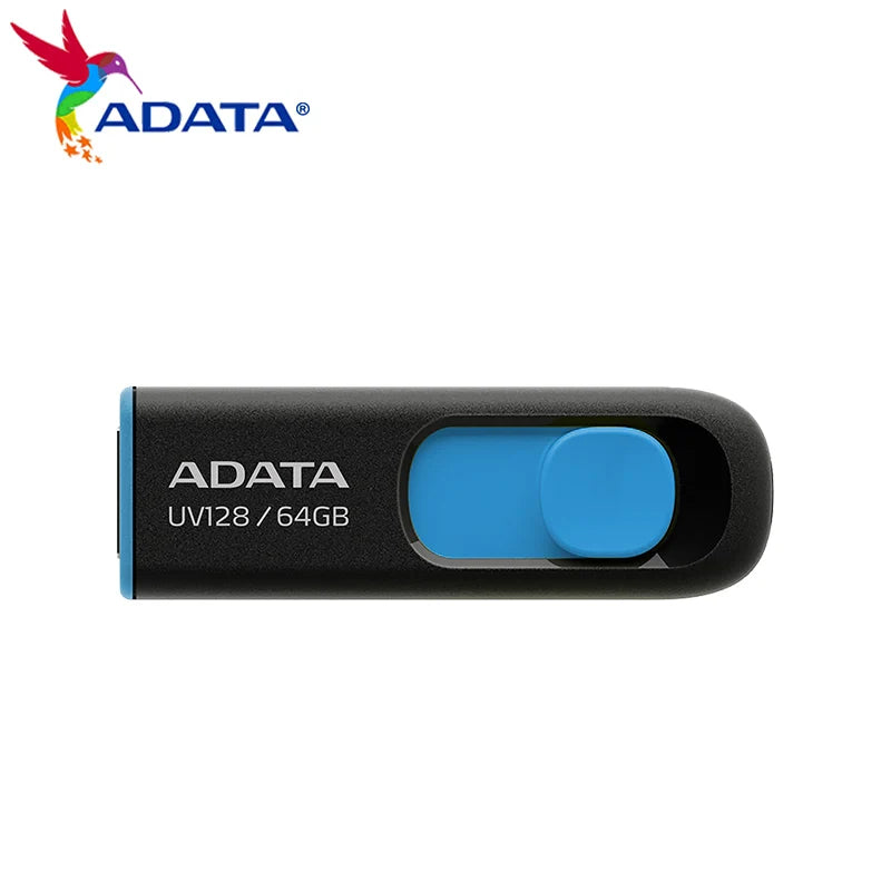 Original ADATA USB Pendrive UV128 USB 3.2 Memory Stick 128GB 32GB 64GB Flash Disk USB Stick Storage Disk Black Portable U Disk