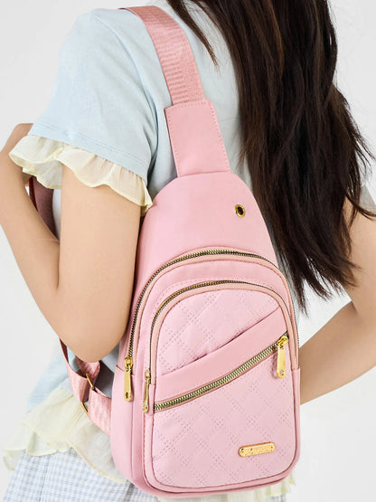 Leisure Quilted Crossbody Bag for Women Chest Bag with Earphone Hole Outdoor Hiking Sling Bag Suitable for Daily Use, Travel