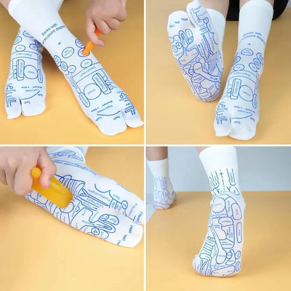 2 Types Reflexology Socks Set Tool Acupressure Acupuncture Trigger Point Foot Pain Relief Remedy Acupoint Massage Foot Care Tool