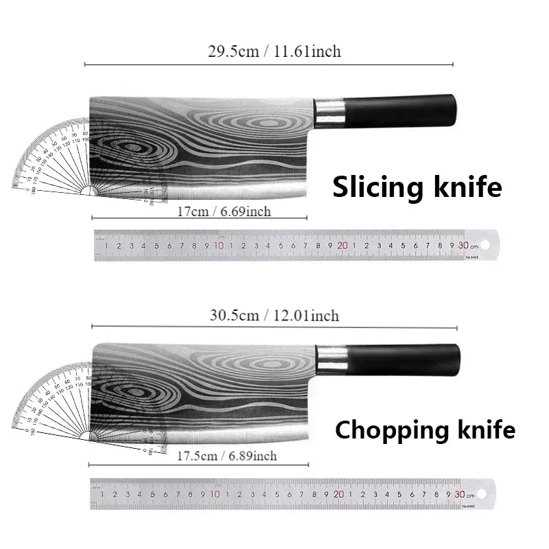 Laser Damascus Pattern Utility Kitchen Knives Set, Stainless Steel Sharp Slicing Chef Knife, Scissors & Sharpening Rod Cooking T