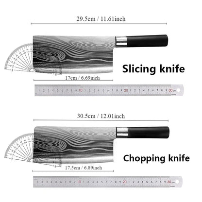 Laser Damascus Pattern Utility Kitchen Knives Set, Stainless Steel Sharp Slicing Chef Knife, Scissors & Sharpening Rod Cooking T