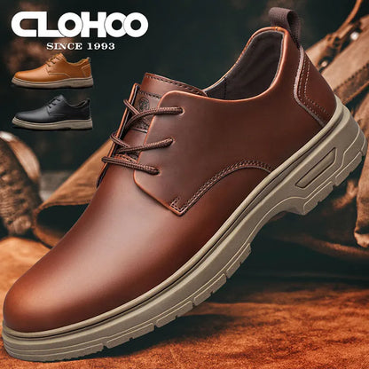CLOHOO Handmade Men's Business Casual Shoes Comfortable Classic Lace-Up Work Shoes Fashionable Wedding Men's Footwear