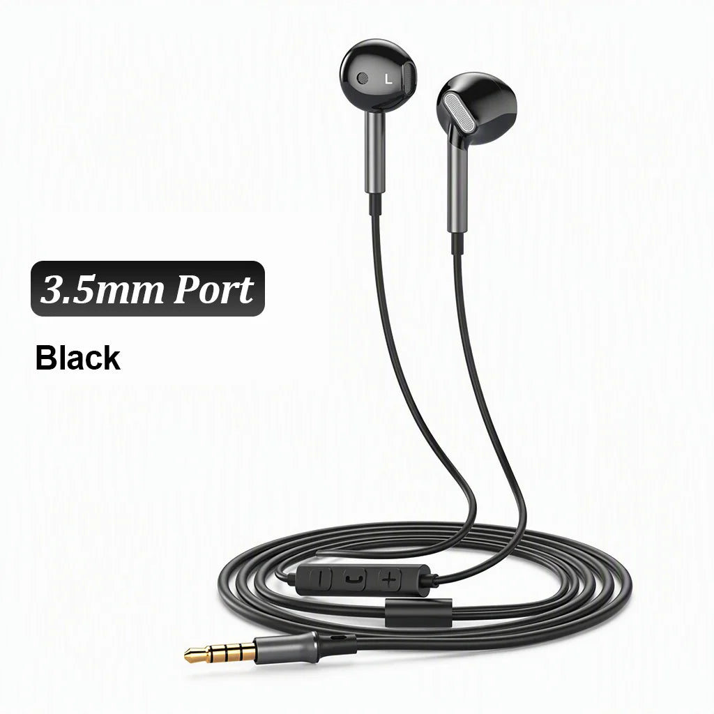 USB Type C Wired Headphones 9D HiFi Stereo Headset 3.5mm Music Earphones With Mic Volume Control For Samsung iPhone 17 16 Xiaomi