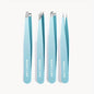 Eyebrow Tweezers 4 Pcs Set & Fine Hair Puller Stainless Steel Slanted Tips Non-Slip Grip Handle Precision Brow Trimmer