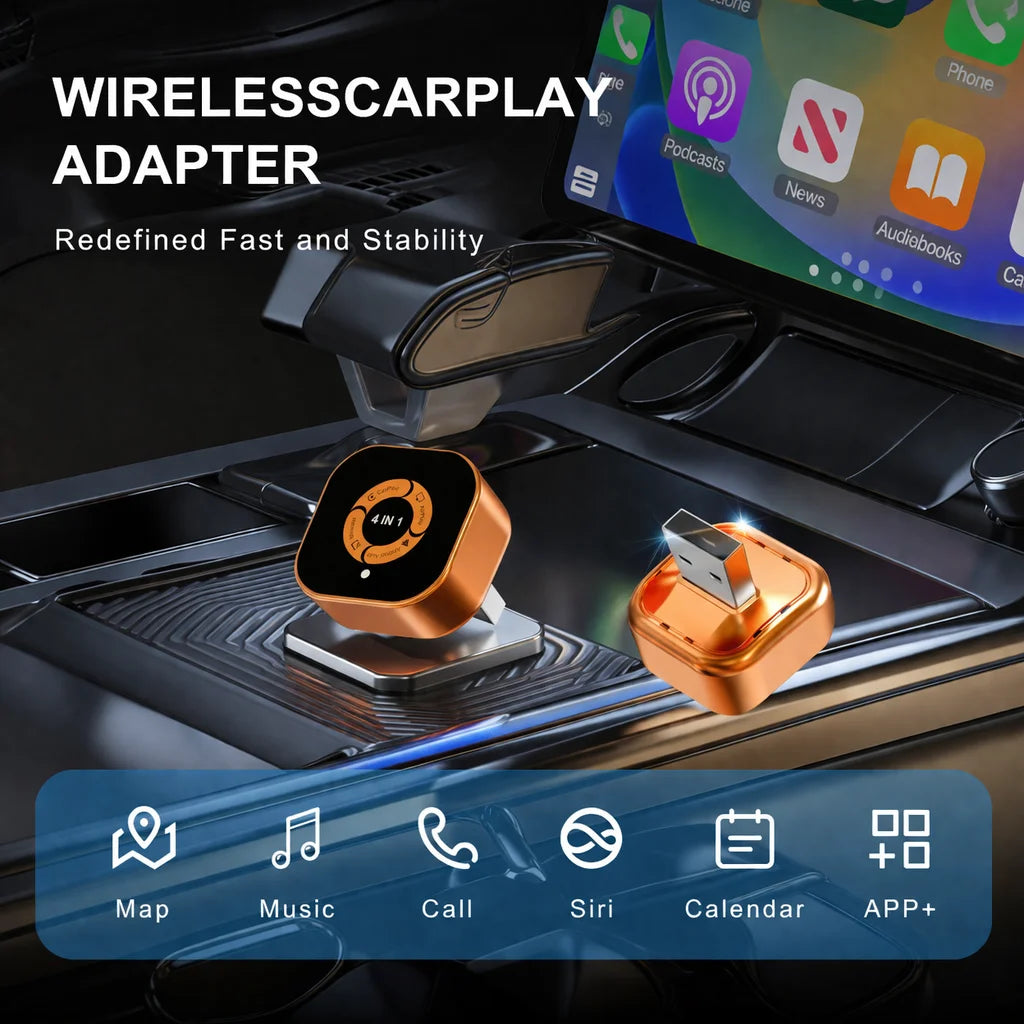 TrolinkTek 2026 Upgrade 4in1 Carplay Adapter Wireless Android Auto Mirror Link Smart MiNi AI Box USB Auto Connect Plug and Play