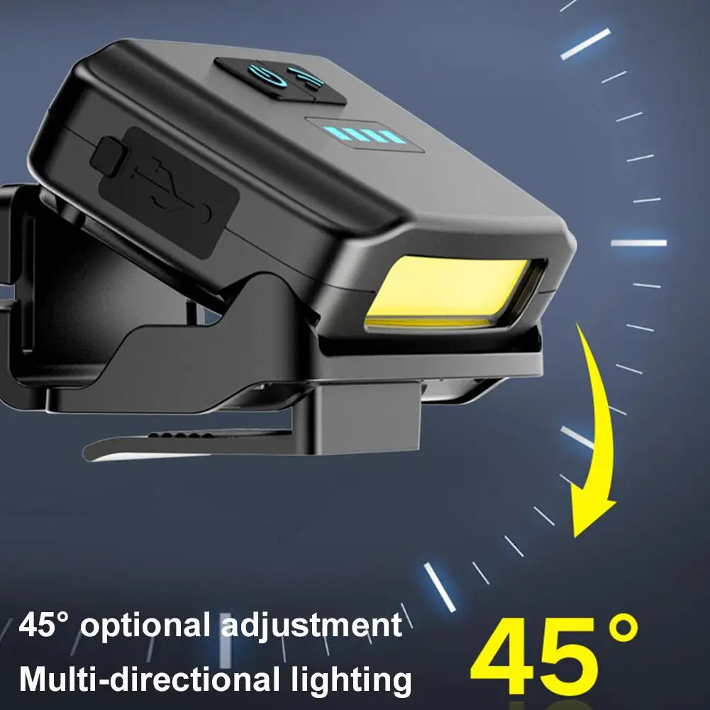 Motion Sensor LED Hat Clip Light, Rechargeable Waterproof Headlamp with Red Light for Night Fishing & Camping