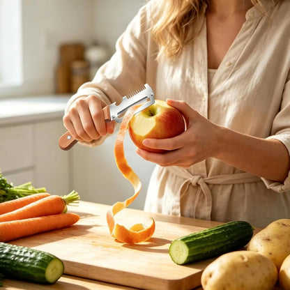 2PC Set Kitchen Peeler Stainless Steel Vegetable Peeler Wooden Handle For Peeling And Slicing Fruits And Vegetables Kitchen Tool