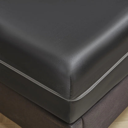6-Sided Zipper Mattress Encasement Luxury Cooling Satin Dustproof Mattress Protector, Full All Around Deep Pocket Mattress Cover