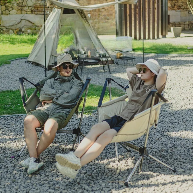 thicken Outdoor folding aluminum alloy rocking chair, camping leisure, portable adult swing chair, backrest chair with pillow