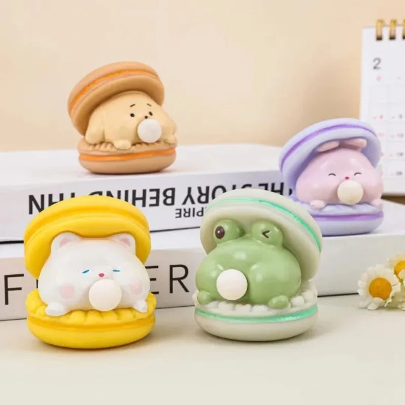 Animal Spit Bubble Burger Squishy Cute Cartoon Anti-stress Relief Squishy Fidget Sensory Toy Funny Vent Squeeze Toy &Desk Decor