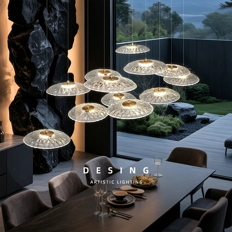 Dining room pendant light Modern villa dining room Kitchen pendant light designer glass Multi-head Hanging Lamp pendant light