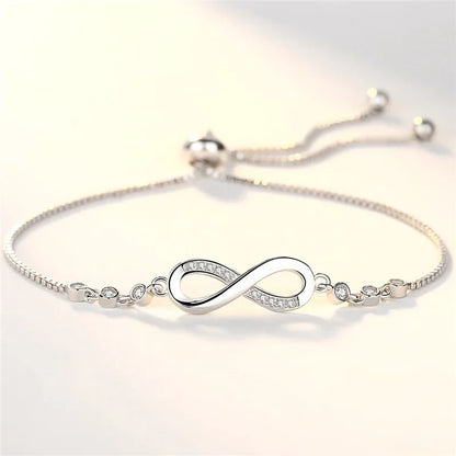 Fine 925 Sterling Silver Crystal Bracelets For Women Fashion Vintage Knot Adjustable Charm Bracelets Party Wedding Jewelry Gifts